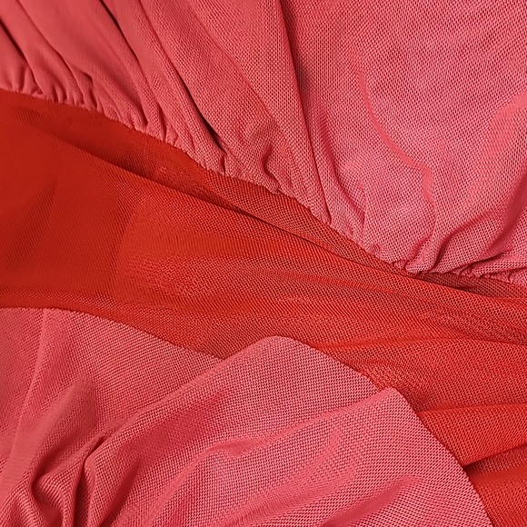 Never Fully Dressed mesh ruffle maxi dress in red and pink - Picture 5 of 7